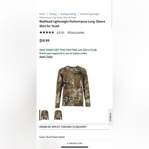 Youth hunting shirt size medium brand new tag still on